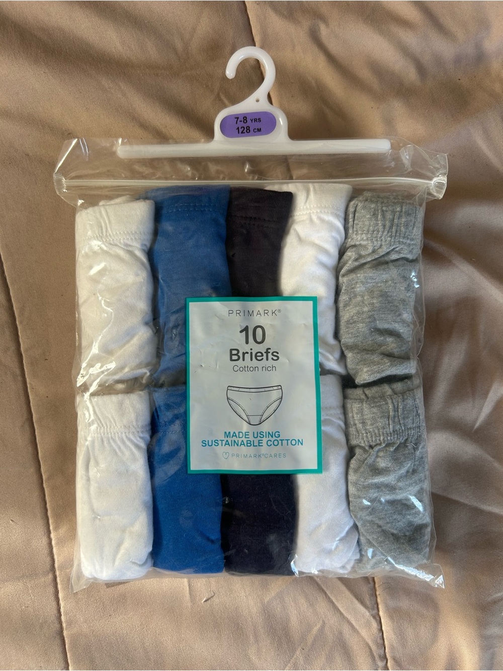 Primark Boys 10-Pack Briefs in White, Blue, Navy & Grey